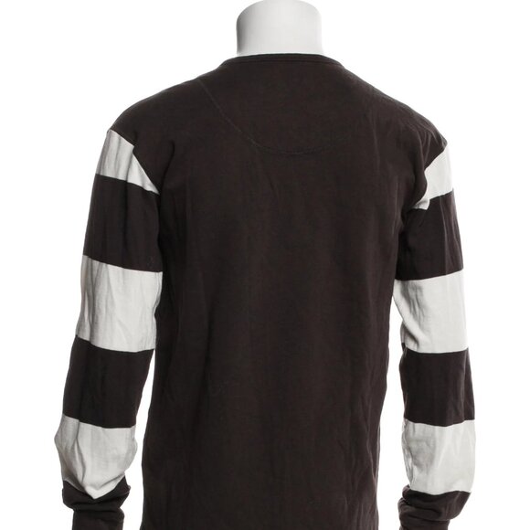 Pike Brothers Striped Henley Crew Neck Brown White Men’s Polo Sweater Size Large - Picture 14 of 15